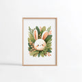 Lapin crème feuillage botanique illustration Fine Art chambre enfant cadre bois