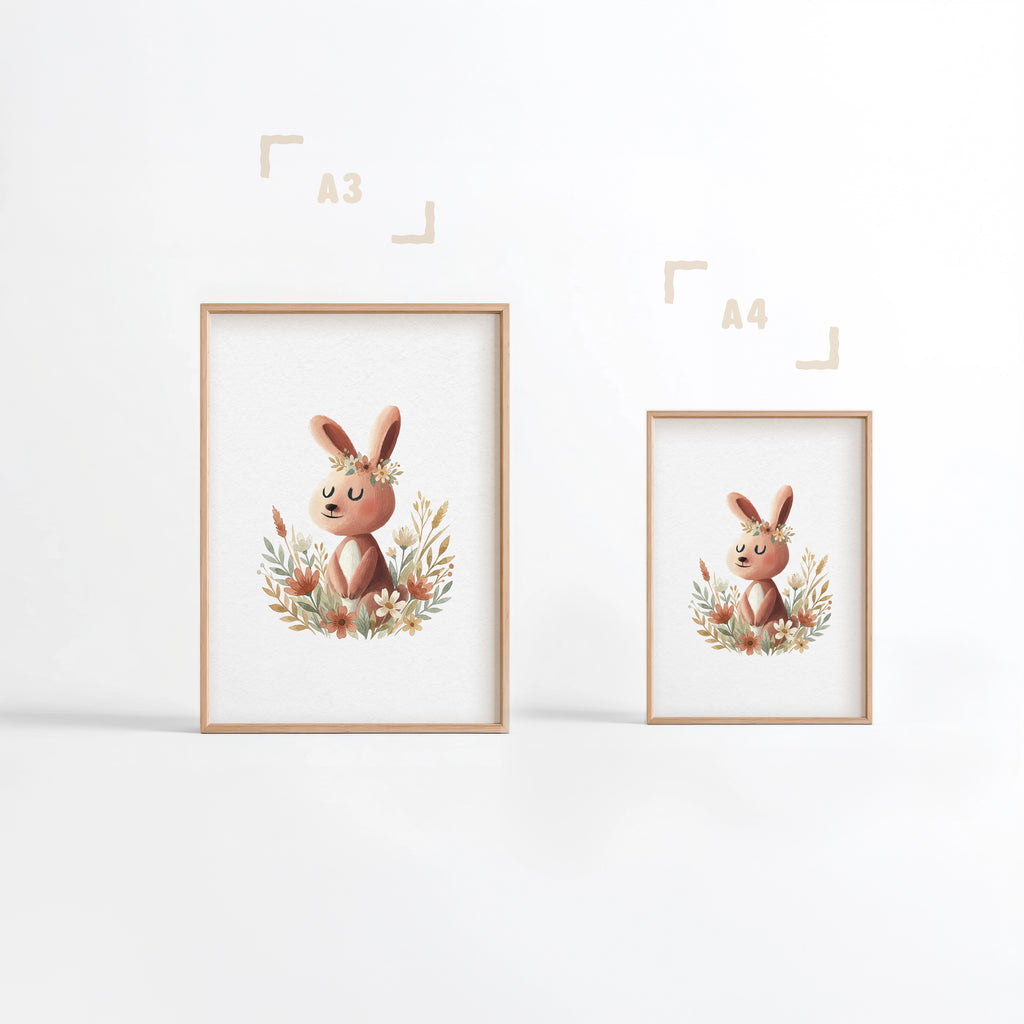 Lapine couronne de fleurs illustration Fine Art formats disponibles