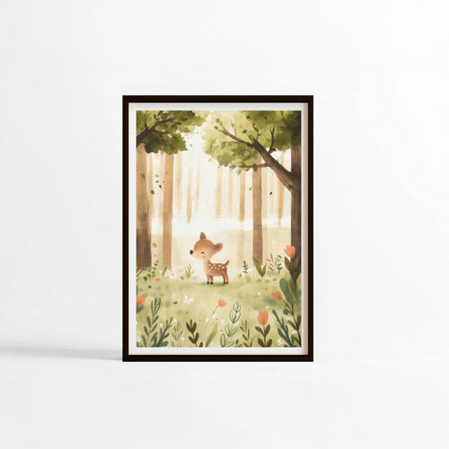 Affiche Faon en forêt