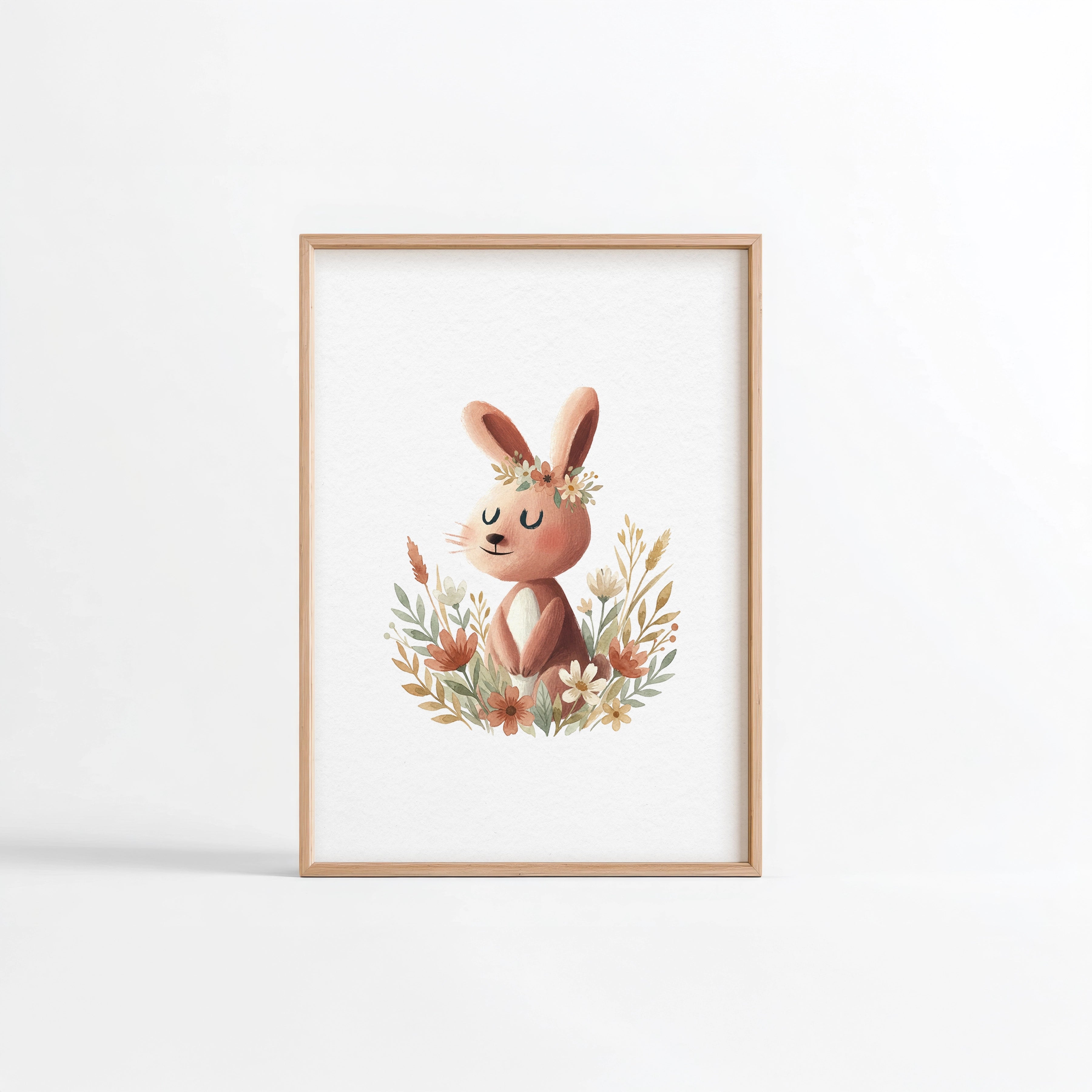 Affiche Lapin Couronne de Fleurs