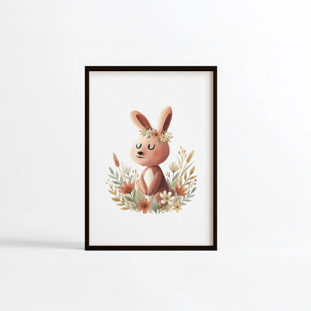 Affiche Lapin Couronne de Fleurs