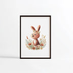 Affiche Lapin Couronne de Fleurs