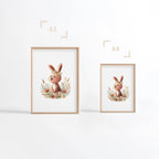 Affiche Lapin Couronne de Fleurs